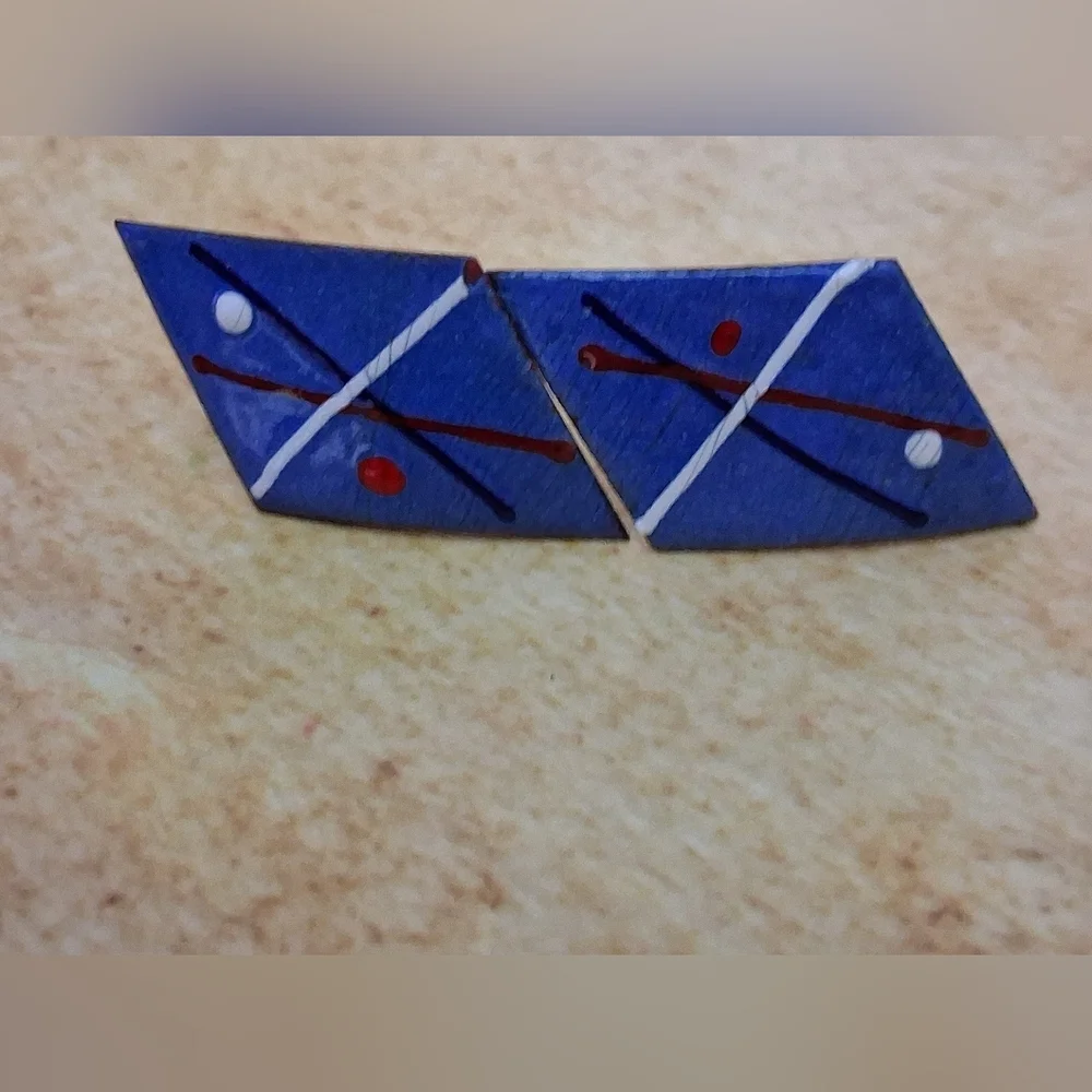 Mens Copper Enameled Mid Century Abstract Cufflinks